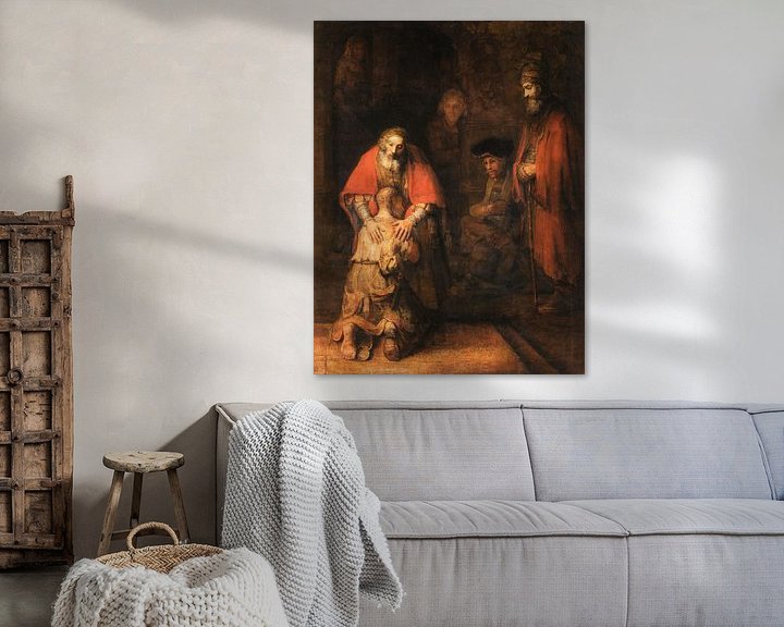 Terugkeer van de Verloren Zoon, Rembrandt van Rijn op canvas, behang